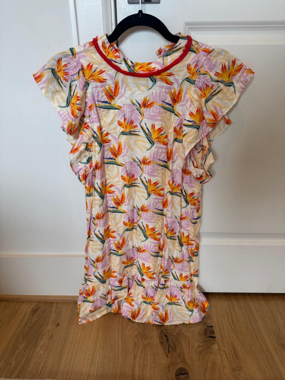 THML Floral Paradise Mini Dress in White with Yellow, Red, Blue & Green